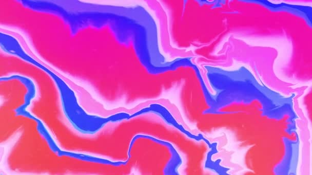 Psychodeliczna animacja w abstrakcyjnym stylu na kolorowym tle. Abstrakcyjny płyn powierzchnia cieczy czerwony niebieski tło — Wideo stockowe