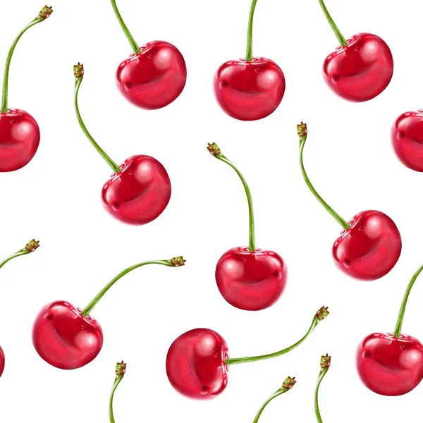 예를 들어, 하얀 배경에 무늬없는 열매붉은 벚나무 열매 — 스톡 사진