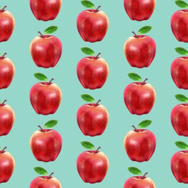 Çizim gerçekçiliği açık mavi arkaplanda elmanın kırmızı rengidir.