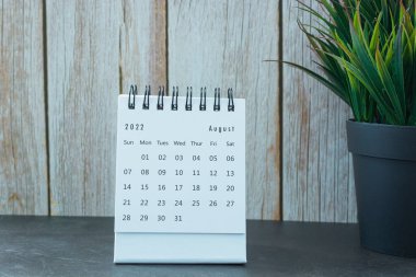 Beyaz Ağustos 2022, saksı bitkisi takvimi. Yeni Yıl Konsepti