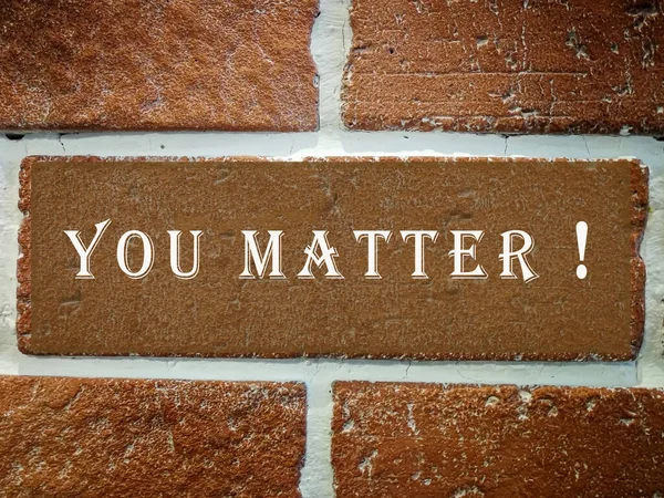 Texture Old Red Brick Wall Cement Joints Text You Matter — стоковое фото