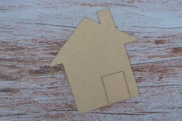 Brown Paper House Model Wooden Table Concept Real Estate Property — Stock Photo, Image