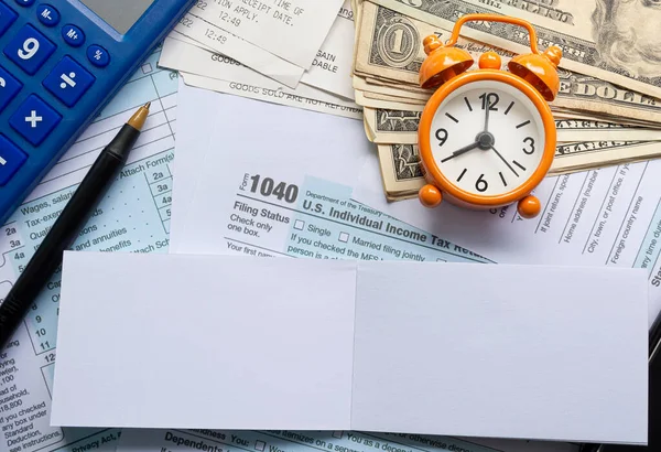 Tax Forms 1040 Individual Income Tax Return Other Stationeries Desk — Stock Photo, Image