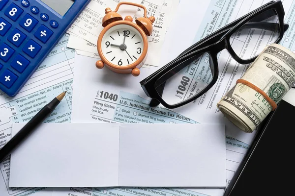 Tax Forms 1040 Individual Income Tax Return Other Stationeries Desk — Stock Photo, Image