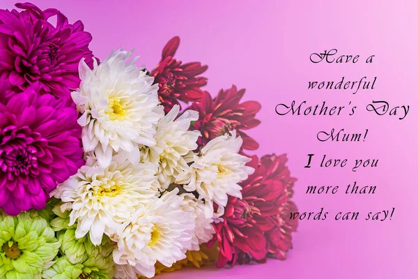 Text Design Concept Mother Day Holiday Greeting Design Flower Bouquet — Stock Photo, Image