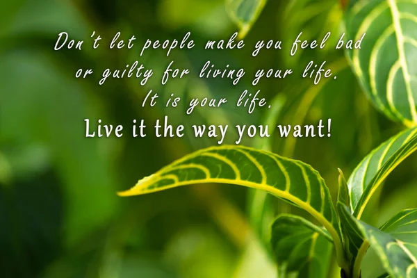 Motivational Quote Fresh Nature Blurred Green Leaf Background Let People — Φωτογραφία Αρχείου