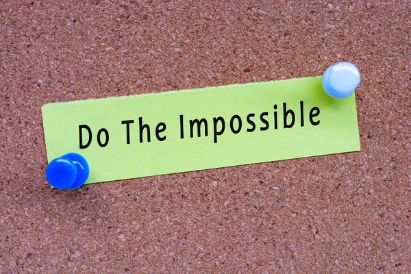 Impossible Words Stick Note Pinned Cork Notice Board Business Concept — Photo