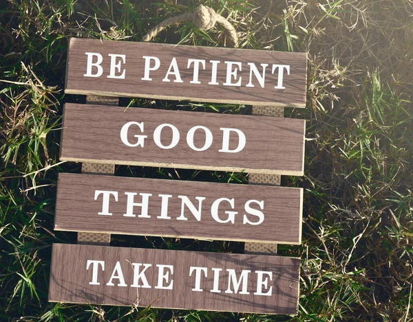 Motivational Inspirational Quote Wooden Frame Patient Good Things Take Time — Stock Fotó