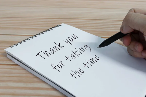 Hand Writing Thank You Taking Time Text Notepad Recognition Enjoyment — Photo