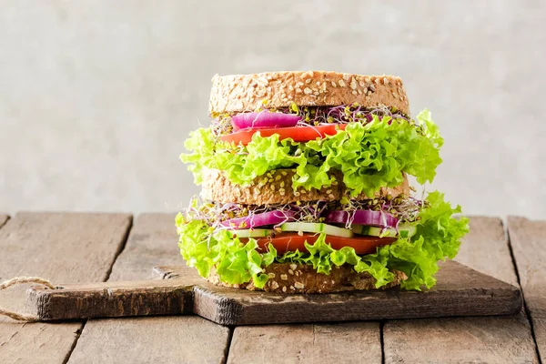 Leckeres Großes Sandwich Mit Gemüse — Stockfoto