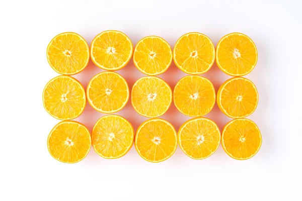 Fresh Oranges White Table Top View — Stock Photo, Image