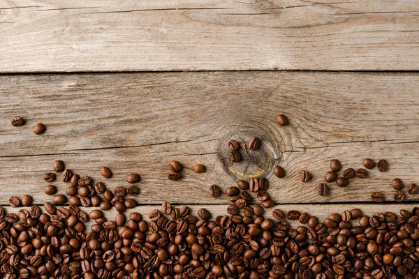 Koffiebonen Een Oude Houten Tafel — Stockfoto