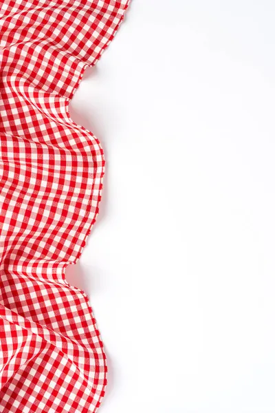 Overhead Shot Red Checkered Table Cloth Copyspace — Stock Photo, Image