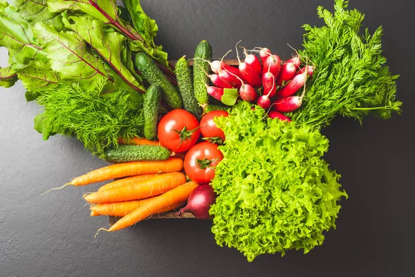 Mix Vegetables Black Background Close — Stock Photo, Image