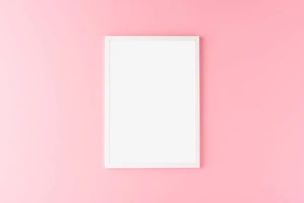 Wit Fotolijstje Met Kopieerruimte Roze Achtergrond — Stockfoto