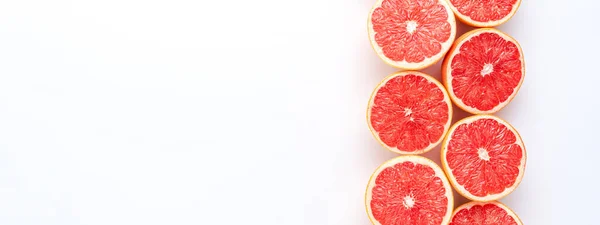 Juicy Grapefruit Slices White Table Top View — Stock Photo, Image
