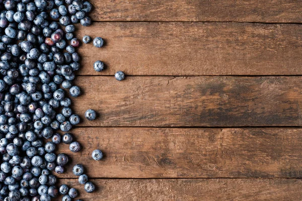 Fresh Blueberries Wooden Table Top View — Stock Photo, Image