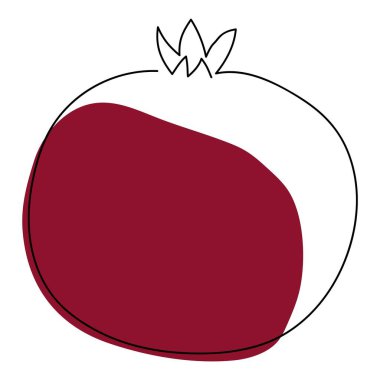 Bir çizgi nar çizimi. Tek sıra sanat. Meyve illüstrasyonu. Devamlı çizim çizimi.