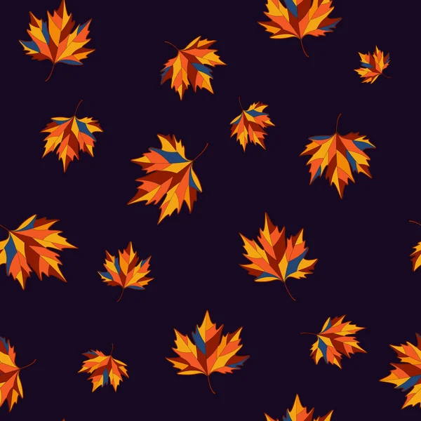 Herfst Esdoorn Bladeren Naadloze Vector Patroon Abstract Geometrisch Ontwerp Handgetrokken — Stockvector