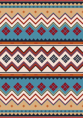 Etnik tekstil vektörü kusursuz desen. Güney batı dekoru tarzı. Meksika battaniyesi, halı ve kabile süsü..