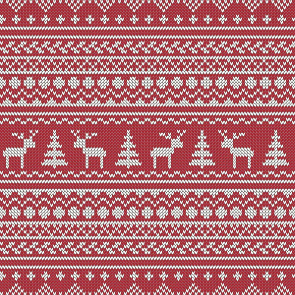 Knitted Texture Pattern Christmas Sweater Design Norway Fair Isle Style — Stock Vector