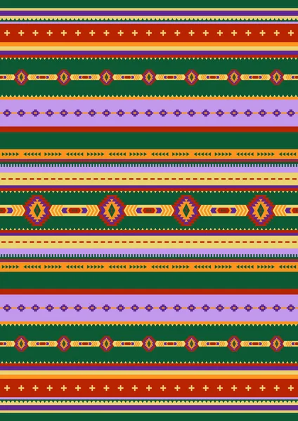 Helles Nahtloses Stammesmuster Ethnisch Geometrisches Ornament Mexikanische Decke Teppichdesign Illustration — Stockvektor