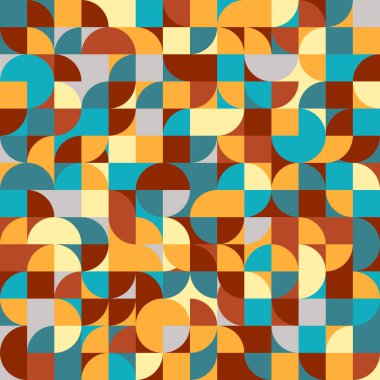 60 'ların stili, geometrik, dikişsiz desen. Yüzyılın ortalarında modern soyut desen retro renklerle.