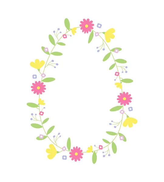 Marco Forma Huevo Con Decoración Floral Flor Vacaciones Vector Ilustración — Archivo Imágenes Vectoriales