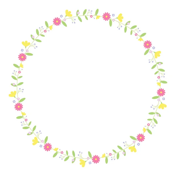 Cadre Floral Rond Élément Design Vacances Bordure Florale Pour Carte — Image vectorielle