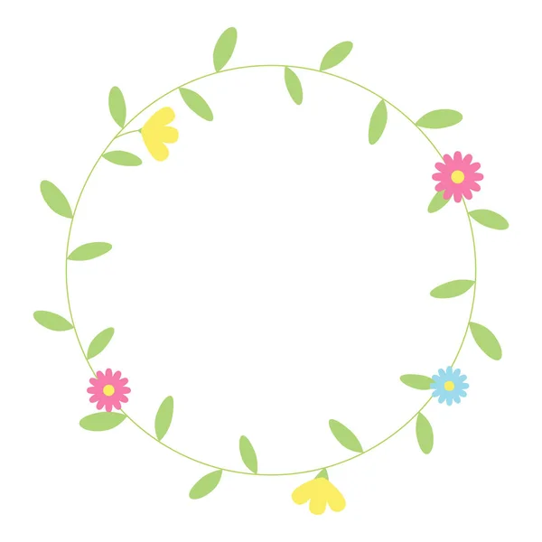 Runder Blührahmen Gestaltungselement Urlaub Florale Bordüre Für Hochzeitseinladungskarten Ostermotive Grußkarten — Stockvektor