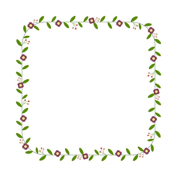 Quadratischer Blumenrahmen Blumenkranz Für Ostergrußkarte Hochzeit Geburtstagskarte Einladung Vektorillustration — Stockvektor