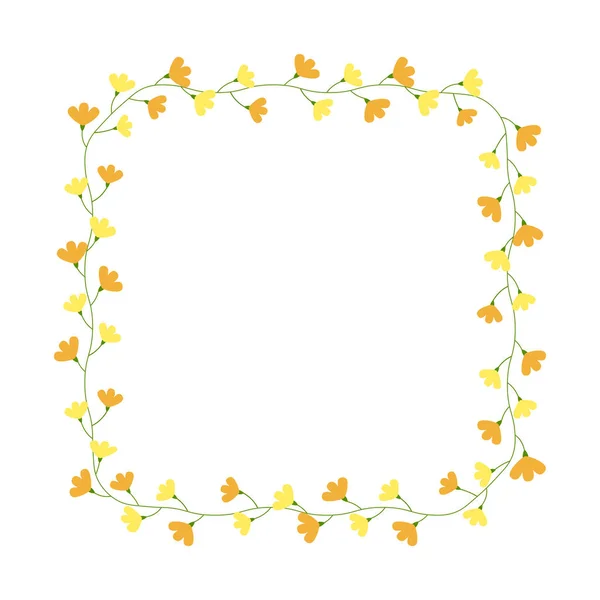 Square Floral Wreath Frame Flowers Border Greeting Card Wedding Birthday — стоковый вектор