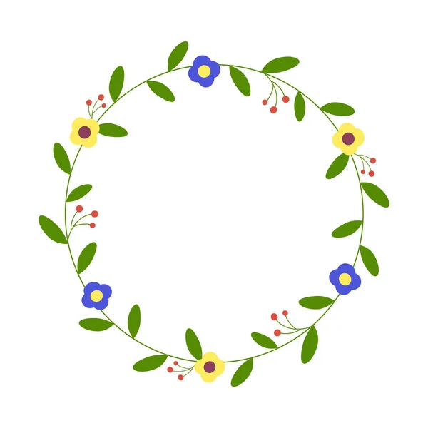 Circle Floral Frame Circular Flower Wreath Greeting Card Wedding Birthday — Archivo Imágenes Vectoriales