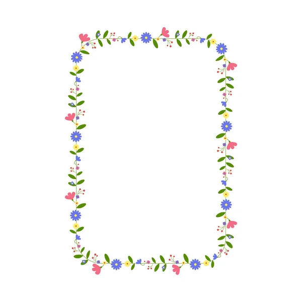 Rectangular Flower Frame Floral Border Size Aspect Ratio Greeting Card — стоковый вектор
