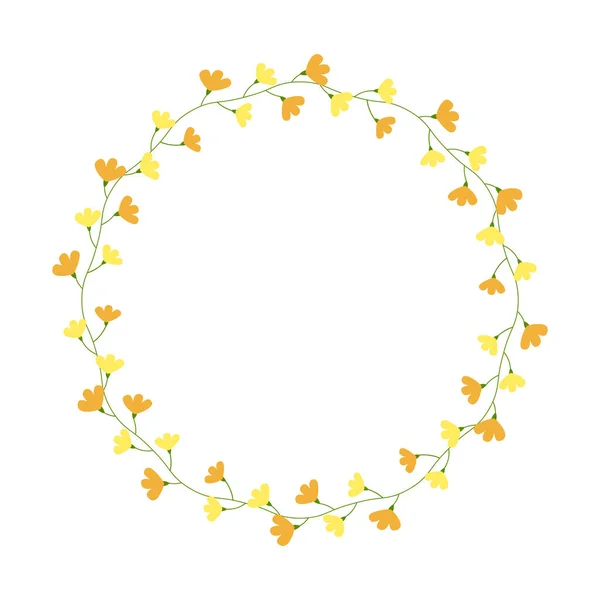 Circle Floral Frame Circular Flower Wreath Greeting Card Wedding Birthday — стоковый вектор