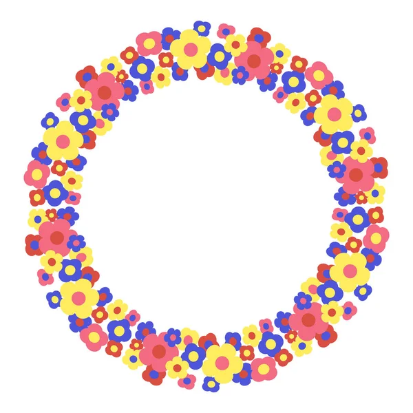 Yuvarlak çiçek çerçevesi. Çelenk çelengi. Tebrik kartı, düğün, doğum günü kartı, davetiye. Vektör illüstrasyonu.