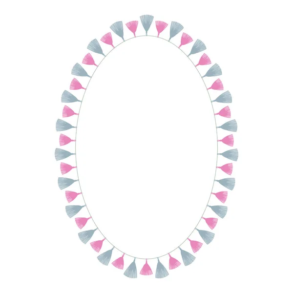 Cadre Tassel Bordure Décorative Ovale — Image vectorielle