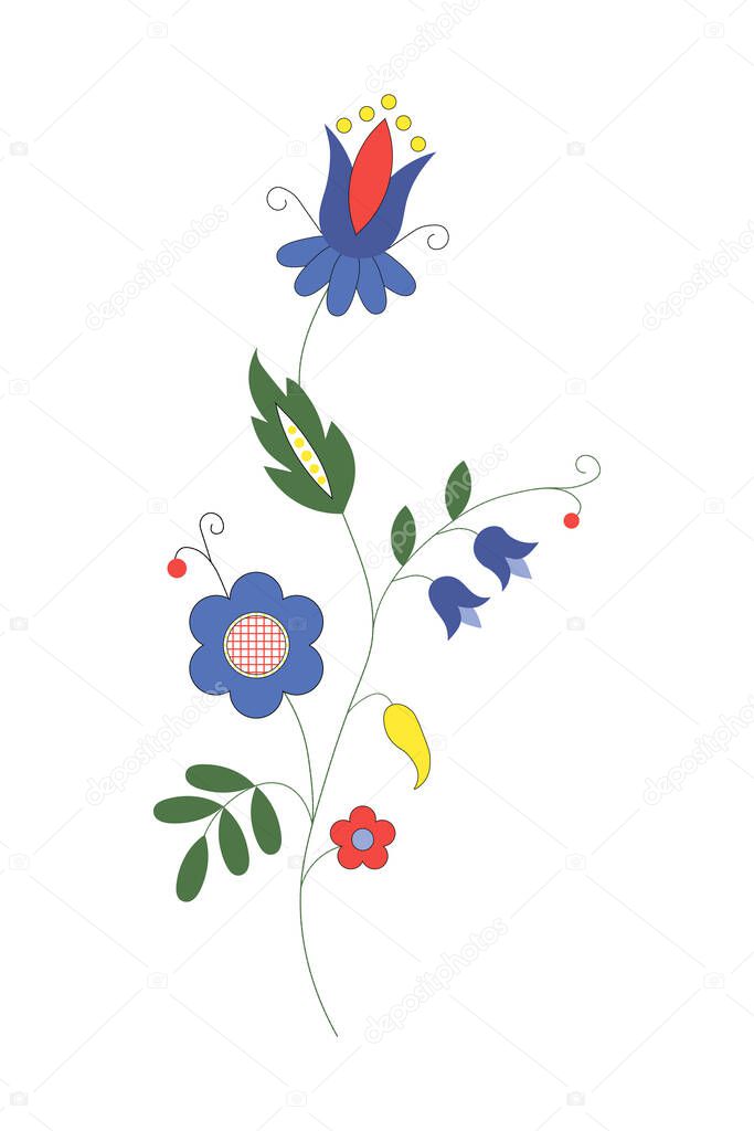 Traditional Polish ornament. Kashubian embroidery. Floral folk vector illustration.