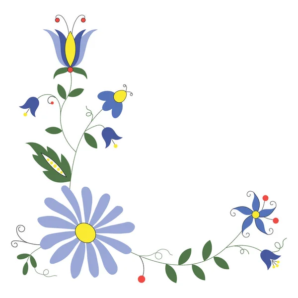 Adorno Tradicional Flores Polacas Bordado Kashubian Ilustración Floral Vector Folclórico — Vector de stock