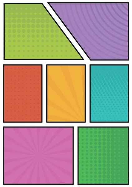 Tamaño Fondo Cómico Diseño Colorido Paneles Cómicos Con Rayos Puntos Ilustración de stock