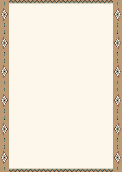 テキストのコピースペースを持つ民族パターンの背景 グリーティングカード パンフレット メニュー チラシ バナーのデザインテンプレート インディアン ナバホの国境だ ベクトル オーナメント — ストックベクタ