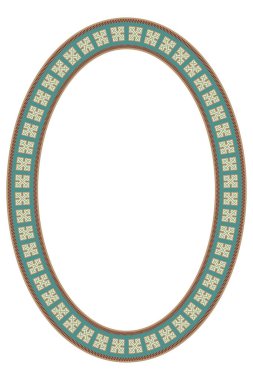 Etnik çerçeve. Oval sınır Güney Batı yerel desenli. Elips çerçeveli. Vektör illüstrasyonu.