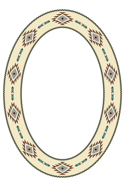 Ethnic Frame Oval Border South Western Native Pattern Ellipse Frame — Stock Vector