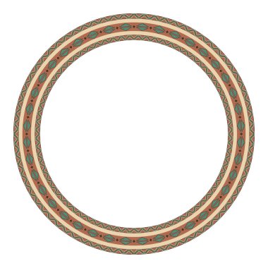 Etnik çerçeve. Geometrik Meksika tekstil desenli yuvarlak sınır. Çember çerçeve.