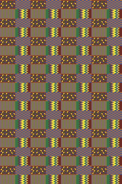 African Traditional Tribal Ornament Ghana Kente Textile Vector Seamless Pattern — Stockvektor