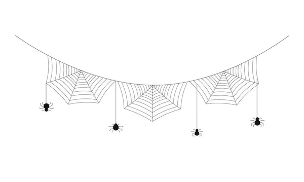 Spider Web Bunting Illustrazione Vettoriale Ragnatela Halloween Ghirlanda Festiva Cobweb — Vettoriale Stock