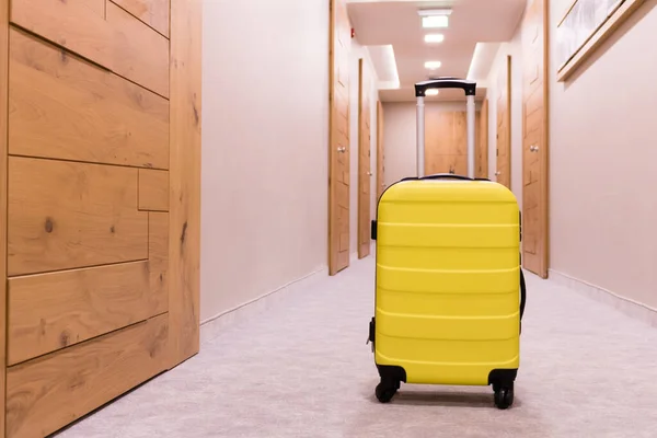 Travel Bag Hallway Yellow Suitcase — Stock Photo, Image