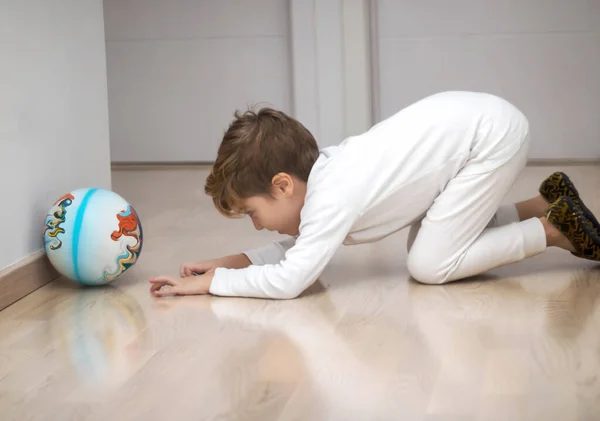 Playful Kid Having Fun Ball Home — Φωτογραφία Αρχείου