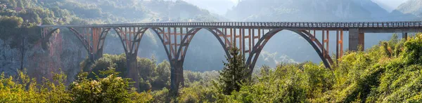 Мост Тара Бетонный Арочный Мост Через Реку Тару Севере Черногории — стоковое фото