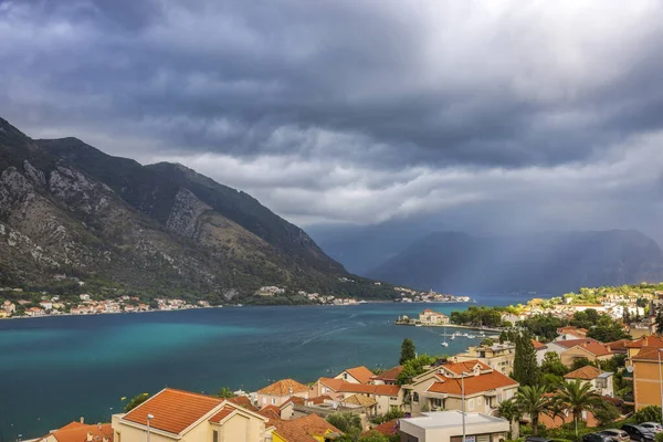 Vista Para Boka Kotorska Bay Kotor Cidade Montenegro Cima — Fotografia de Stock